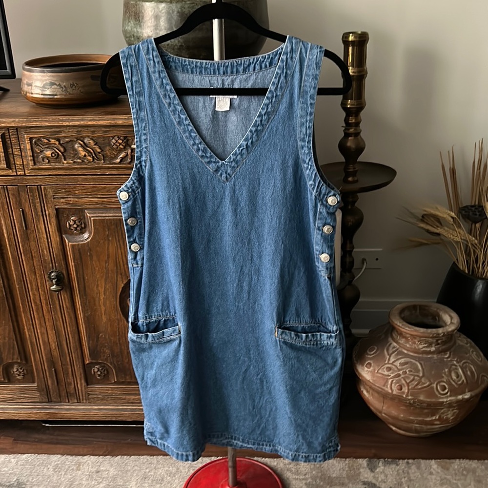 VINTAGE 90s Denim Pinafore Dress